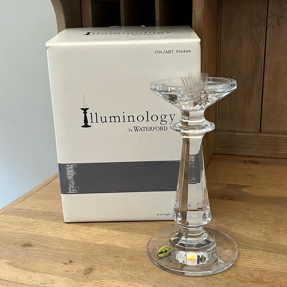 Set of 2 Waterford Crystal Candle Holders Illuminology Panel Cut New in Box - Picture 2 of 11
